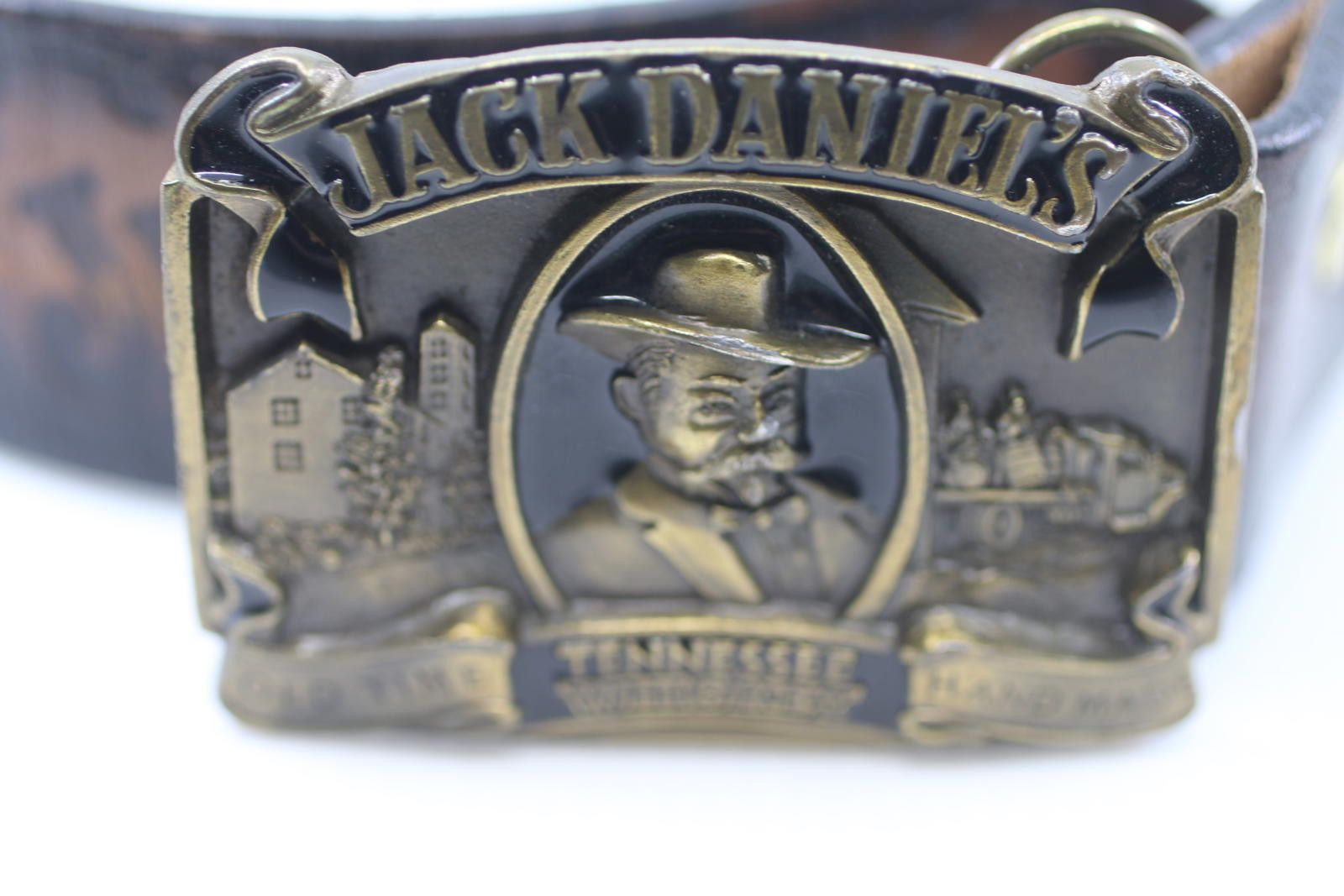 Other Vintage Jack Daniel’s Leather Belt Brass Buckle '89 Licensed Size ONE SIZE - 3 Thumbnail