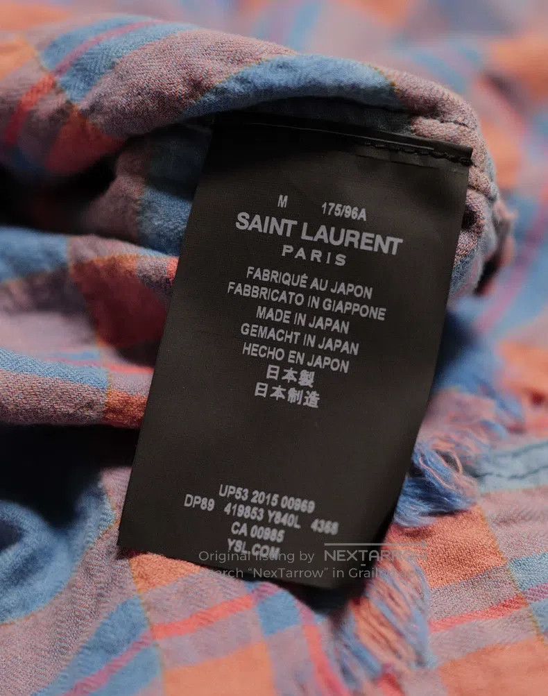 Saint Laurent Paris Saint Laurent Paris Ombre Plaid Frayed Edges Shirt Size US M / EU 48-50 / 2 - 4 Thumbnail