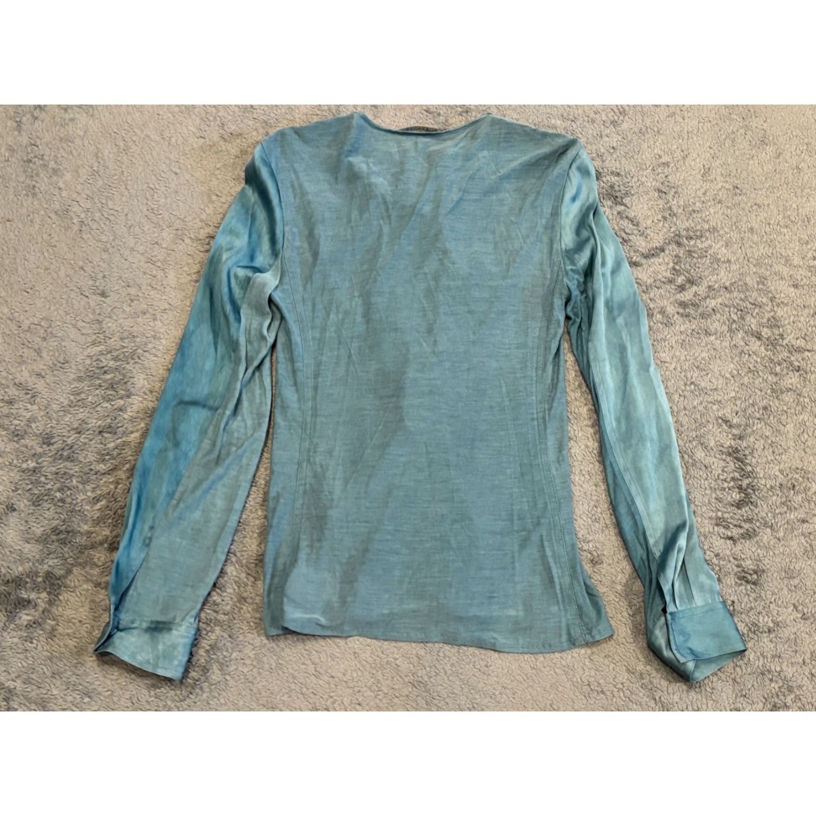 Elie Tahari VINTAGE Elie Tahari Blouse Women’s XS Teal 93% Silk Long Sleeve Top Career Casual Size XS / US 0-2 / IT 36-38 - 5 Thumbnail