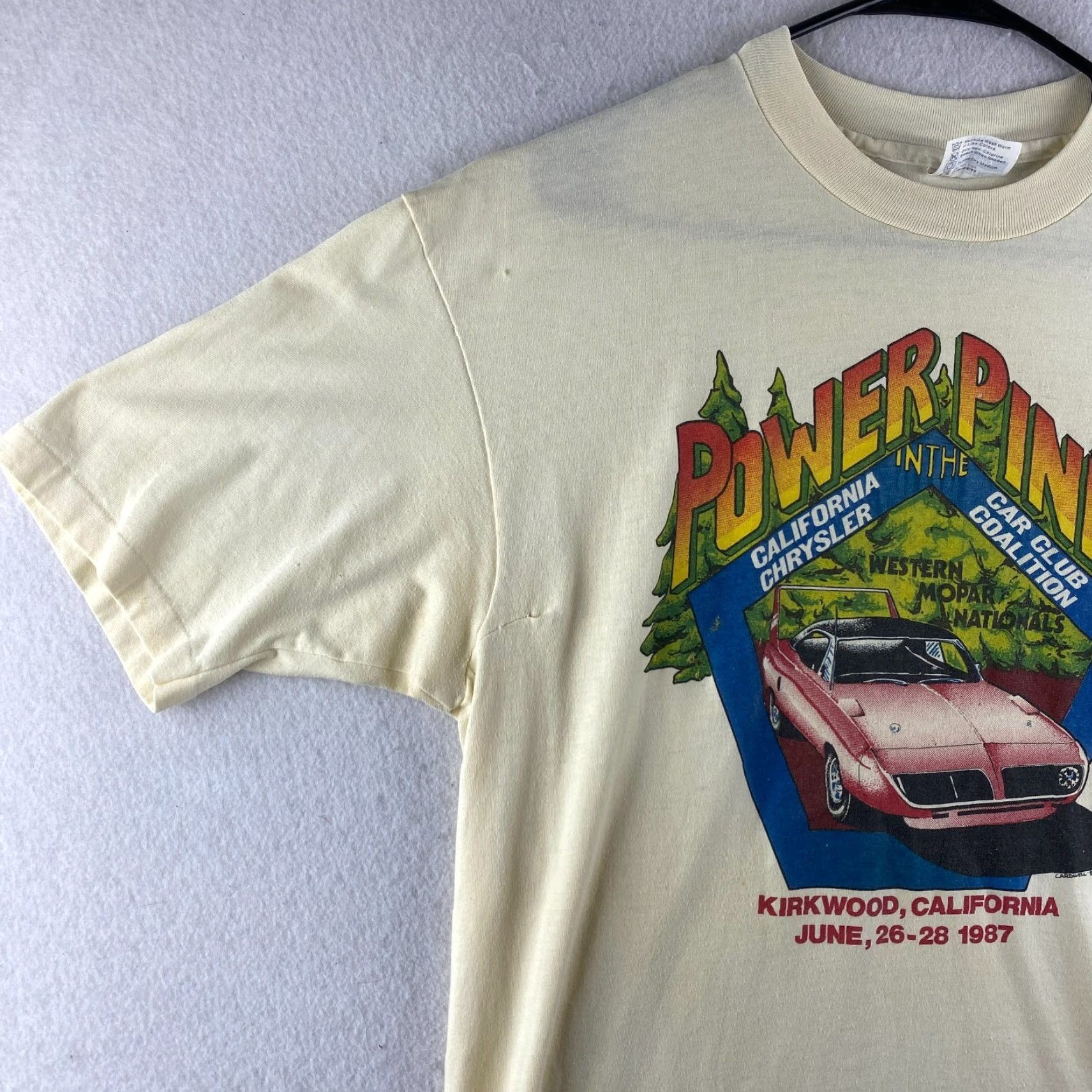 Hanes VINTAGE Hanes Shirt Mens XL Beige 1987 Plymouth Road Runner Superbird Mopar Cars Hot Rods Mens Size US XL / EU 56 / 4 - 4 Thumbnail