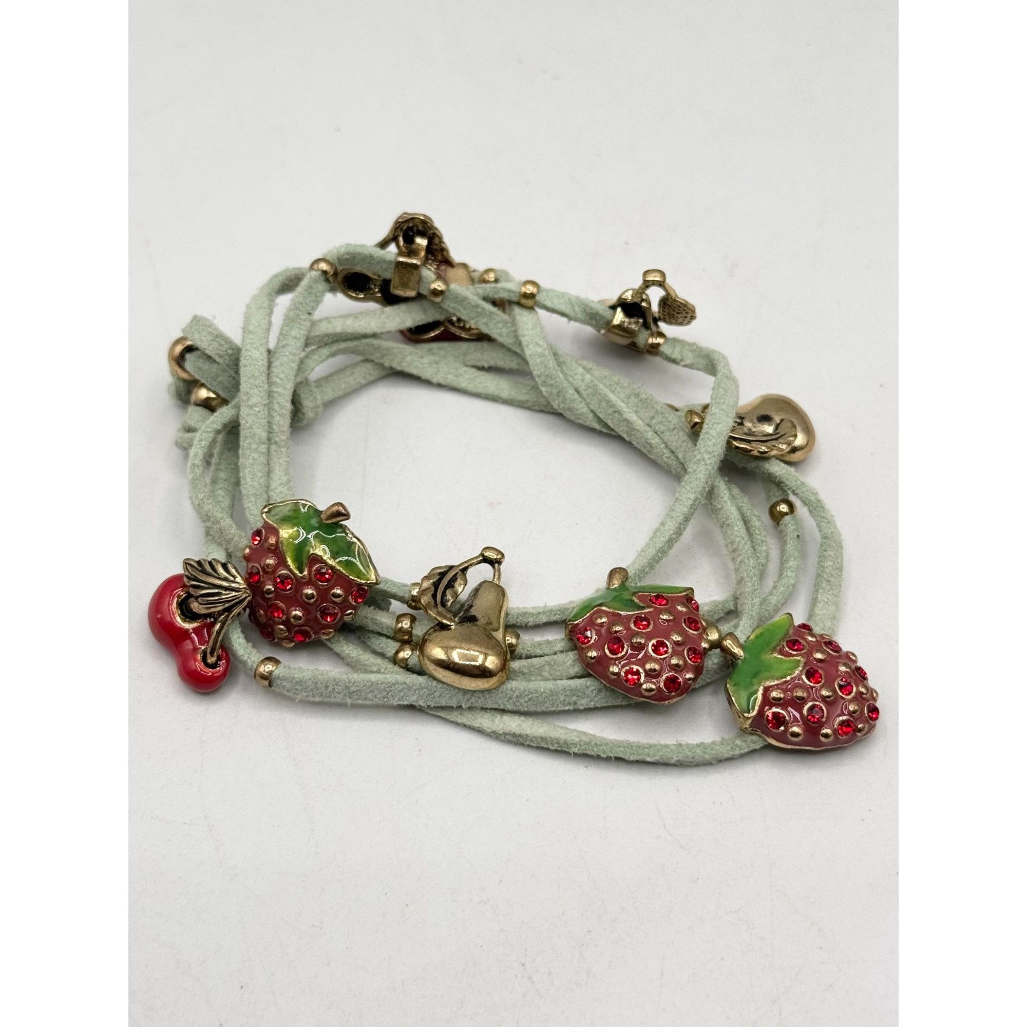Other Green suede enamel rhinestone fruit strawberry cherry charm Size ONE SIZE - 2 Thumbnail