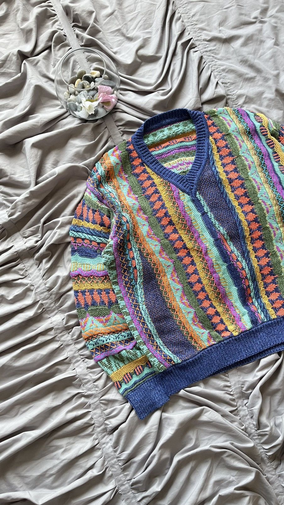 Japanese Brand Vintage Coogi Style Sweater Coloured Cable Knit Sweater Size US L / EU 52-54 / 3 - 2 Thumbnail