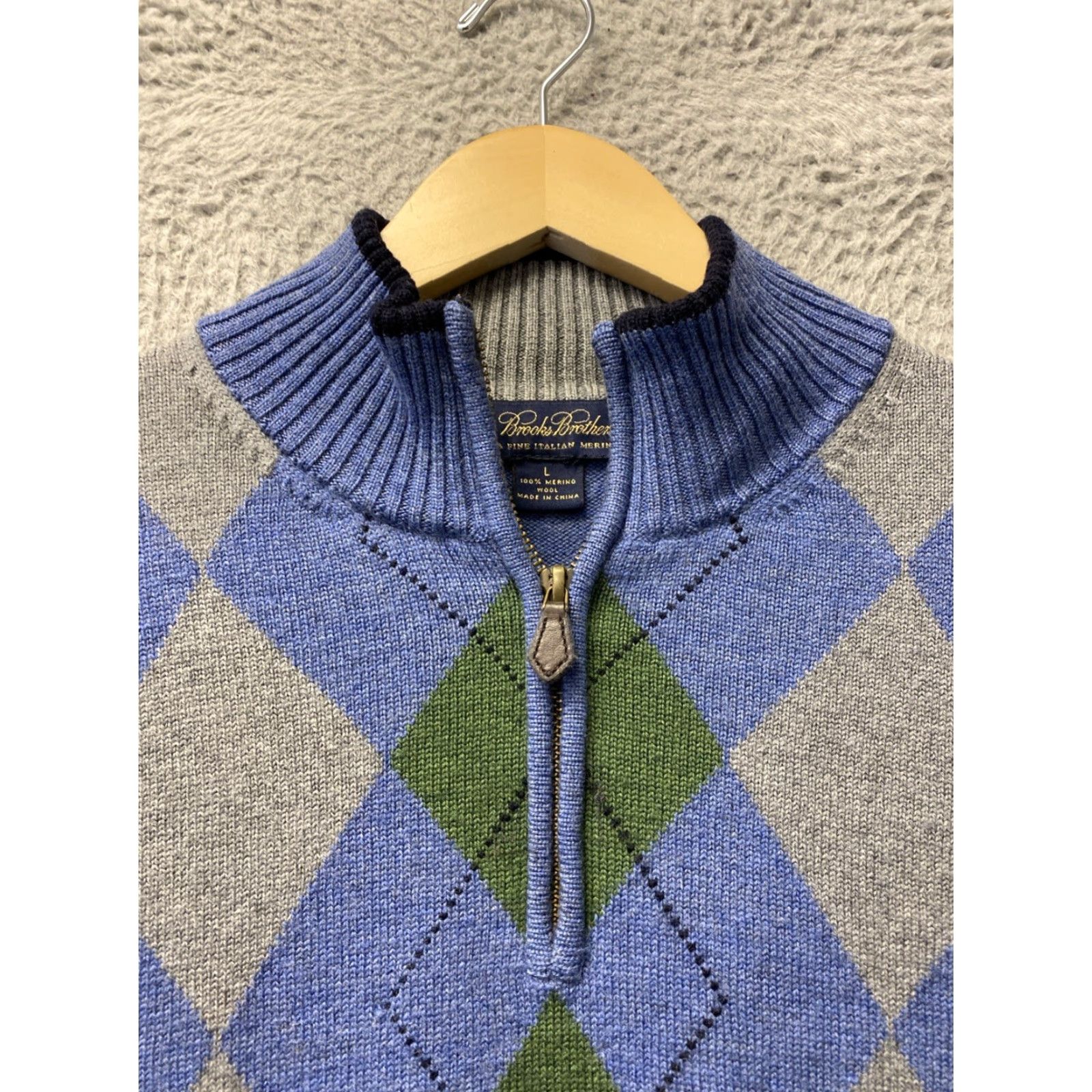 Brooks Brothers VINTAGE Brooks Brothers 1/4 Zip Sweater Mens Large Argyle Pattern Blue /0592 Size US L / EU 52-54 / 3 - 2 Thumbnail
