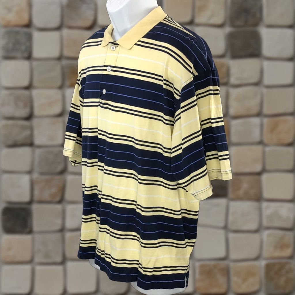 Vintage Taylor Henry Polo Shirt L Yellow Striped Short Sleeve 3 Button Casual Preppy Men Size US L / EU 52-54 / 3 - 1 Thumbnail