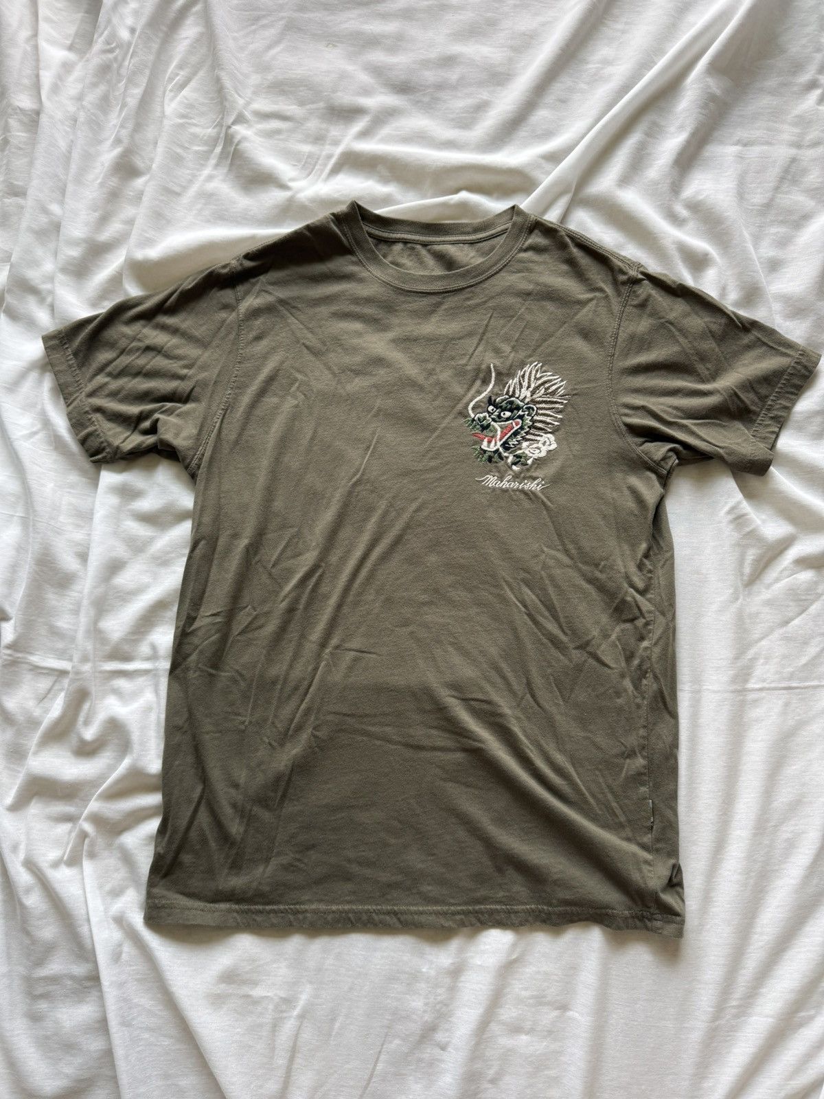 Maharishi Maharishi Embroidered Dragon T-Shirt Olive Size US S / EU 44-46 / 1 - 1 Thumbnail