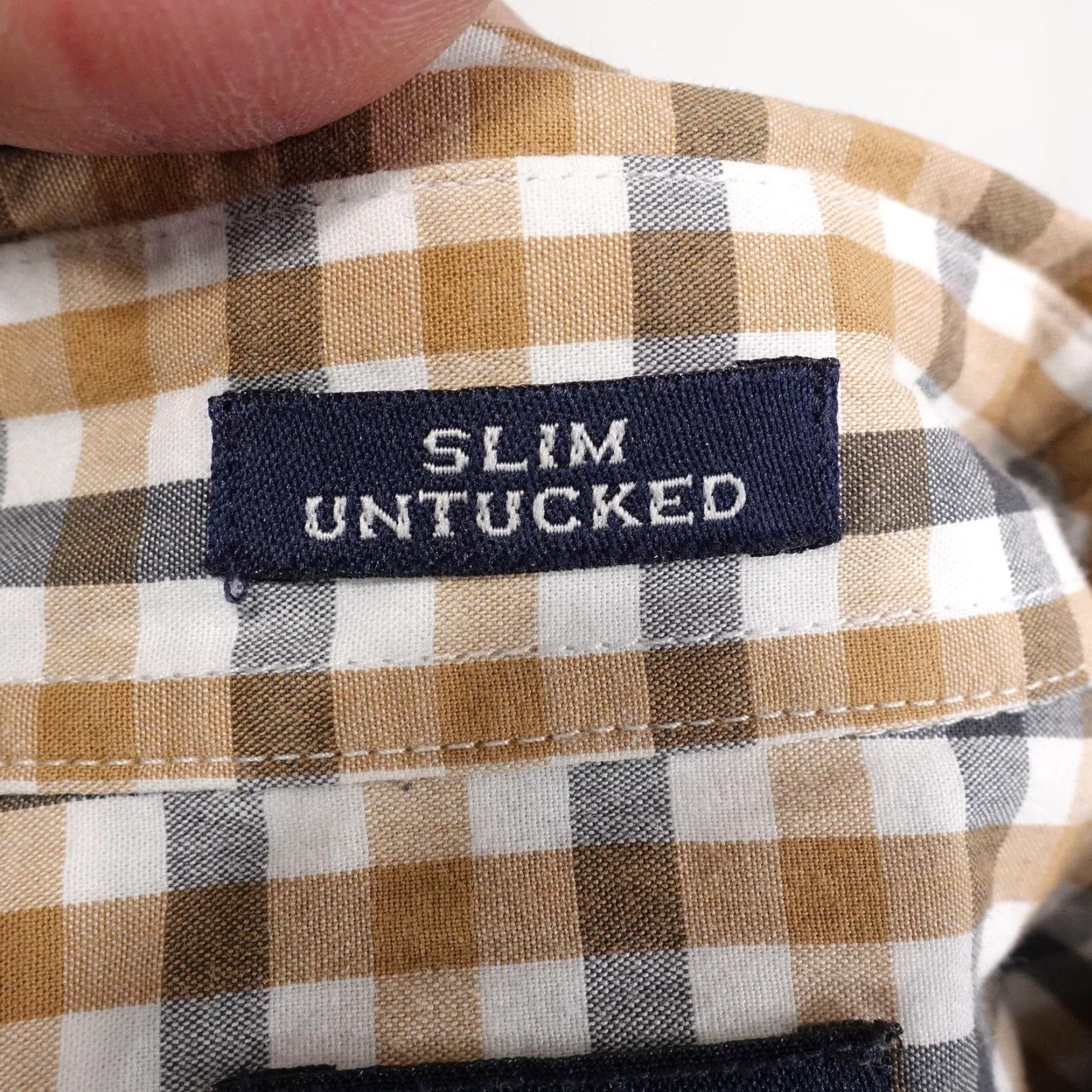 J.Crew J.CREW Shirt Mens M Beige Check Long Sleeve Button-Up Slim Untucked Flex Washed Size US M / EU 48-50 / 2 - 7 Thumbnail