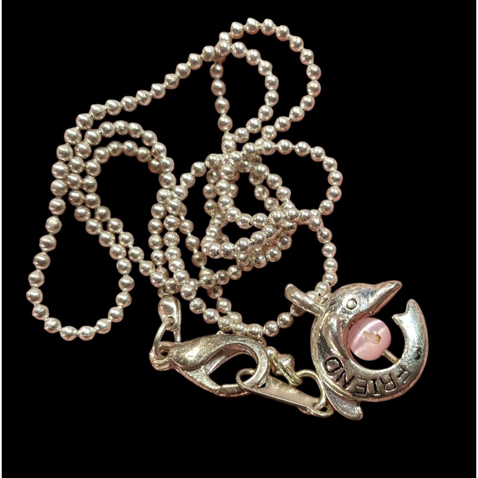 Other Minimalist Dolphin "Friend" Necklace Silver Tone With Pink C Size ONE SIZE - 5 Thumbnail
