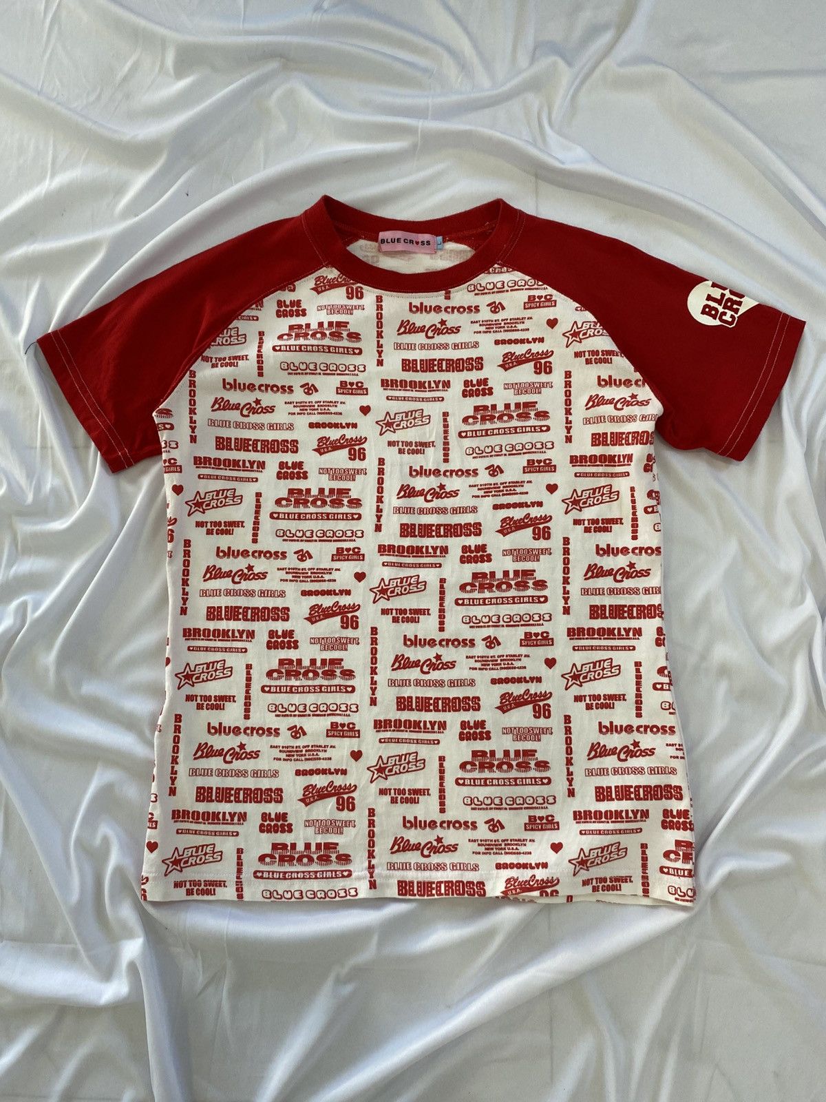 Japanese Brand Hysteric glamour blue cross short sleeve raglan t-shirt Size L / US 10 / IT 46 - 4 Thumbnail