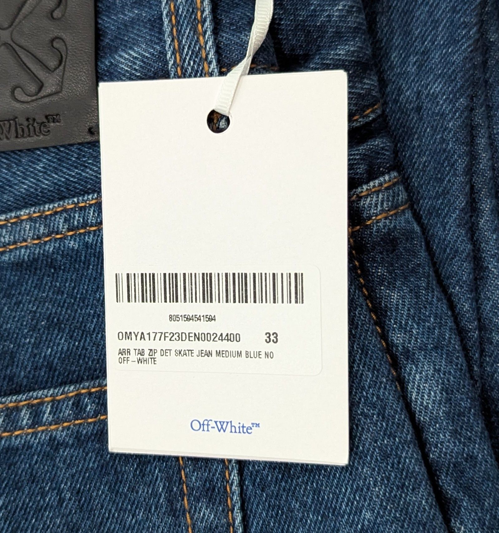 Off-White OFF-WHITE Zip Tab Detail Skate Jeans Blue 33 Size US 33 - 14 Thumbnail