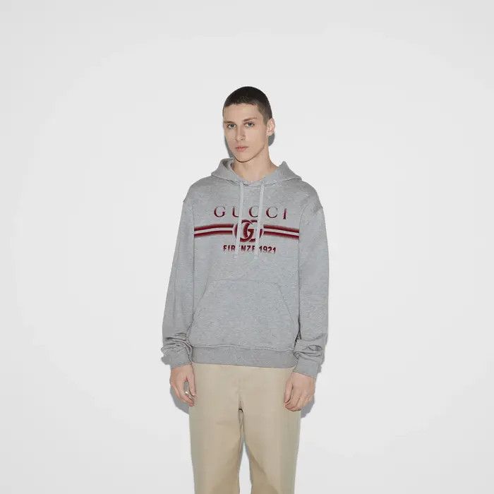 Gucci oc11z0226 Printed Cotton Jersey Hooded Sweatshirt Gray Size US XL / EU 56 / 4 - 3 Thumbnail