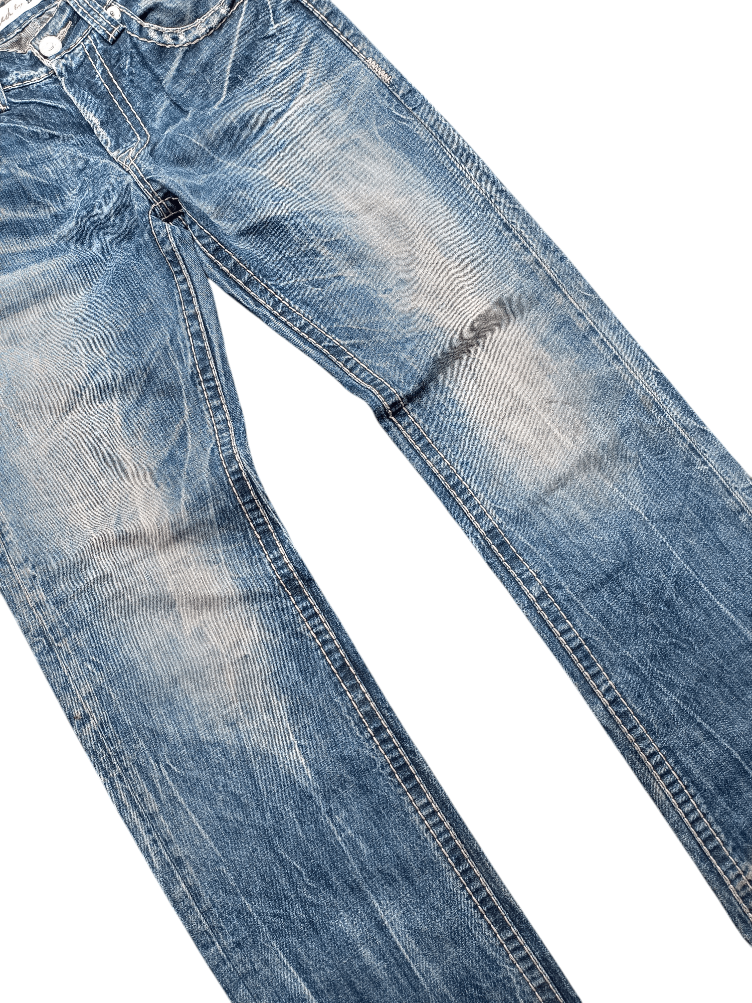 Japanese Brand Buckaroo Whiskers Faded Distressed Flared Jeans Size US 31 - 5 Thumbnail