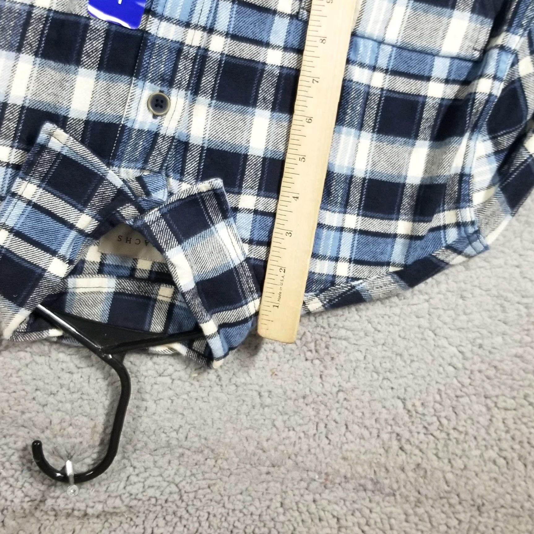 Vintage JACHS Flannel Shirt Mens LT Large Tall Blue Navy Plaid Long Sleeve Button Front Mens Lounging Casual Shirt Size US L / EU 52-54 / 3 - 4 Thumbnail