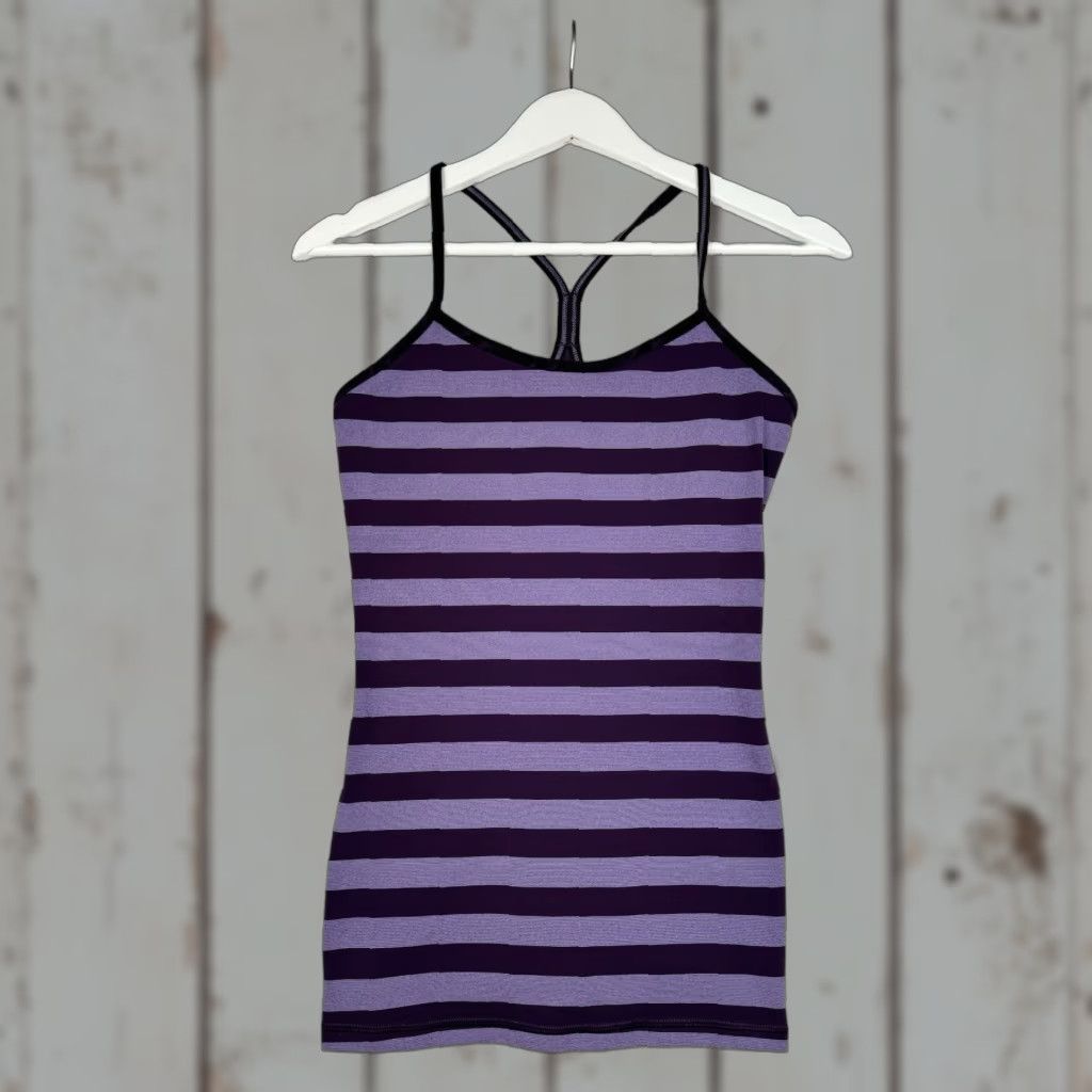 Lululemon Lululemon Power Y Tank Top - Purple Stripe - Women's 9 - Tank - Activewear - Power Y - Purple - XS? Wait Size M / US 6-8 / IT 42-44 - 1 Thumbnail