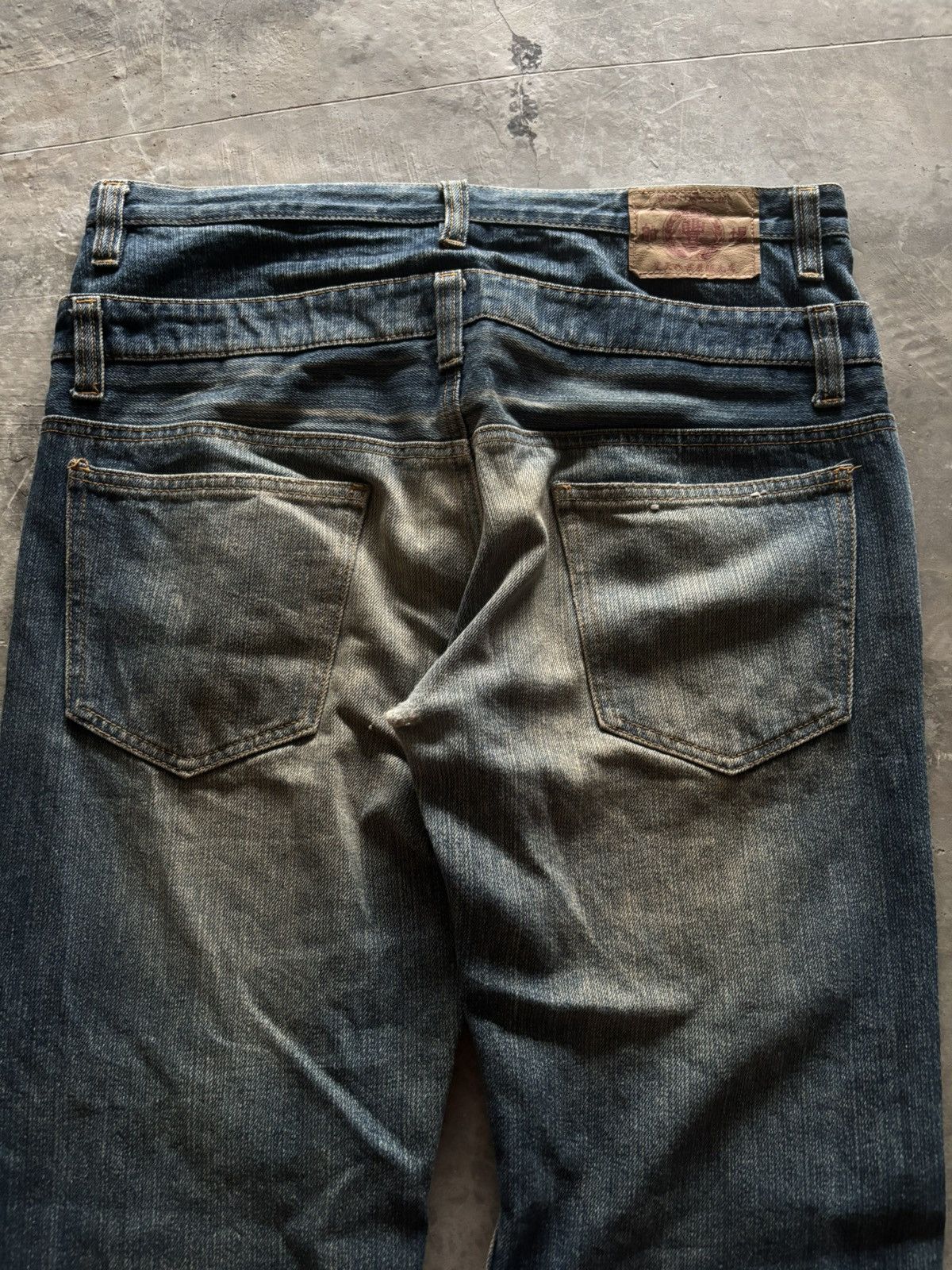 Karakuri Tamashii DOUBLE WAIST DISTRESSED BUDEN JAPANESE DENIM SKULL SUKAJAN Size US 35 - 16 Thumbnail