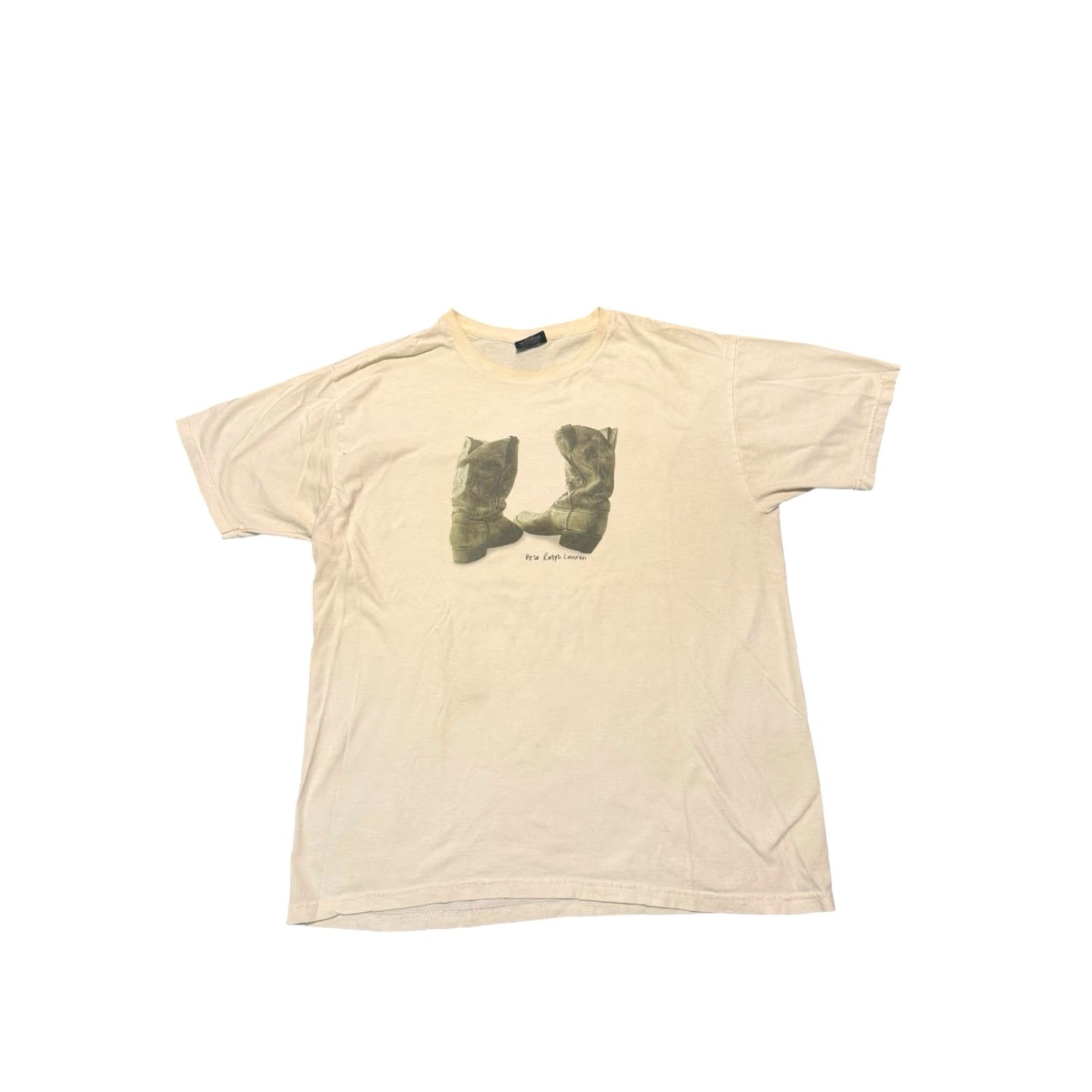 Polo Ralph Lauren VINTAGE Polo Ralph Lauren White Cowboy Boots Photo Oversize T-shirt Medium Men Shirt 90s Oversized Casual Cotton Crew Neck Short Sleeve Size US M / EU 48-50 / 2 - 2 Thumbnail