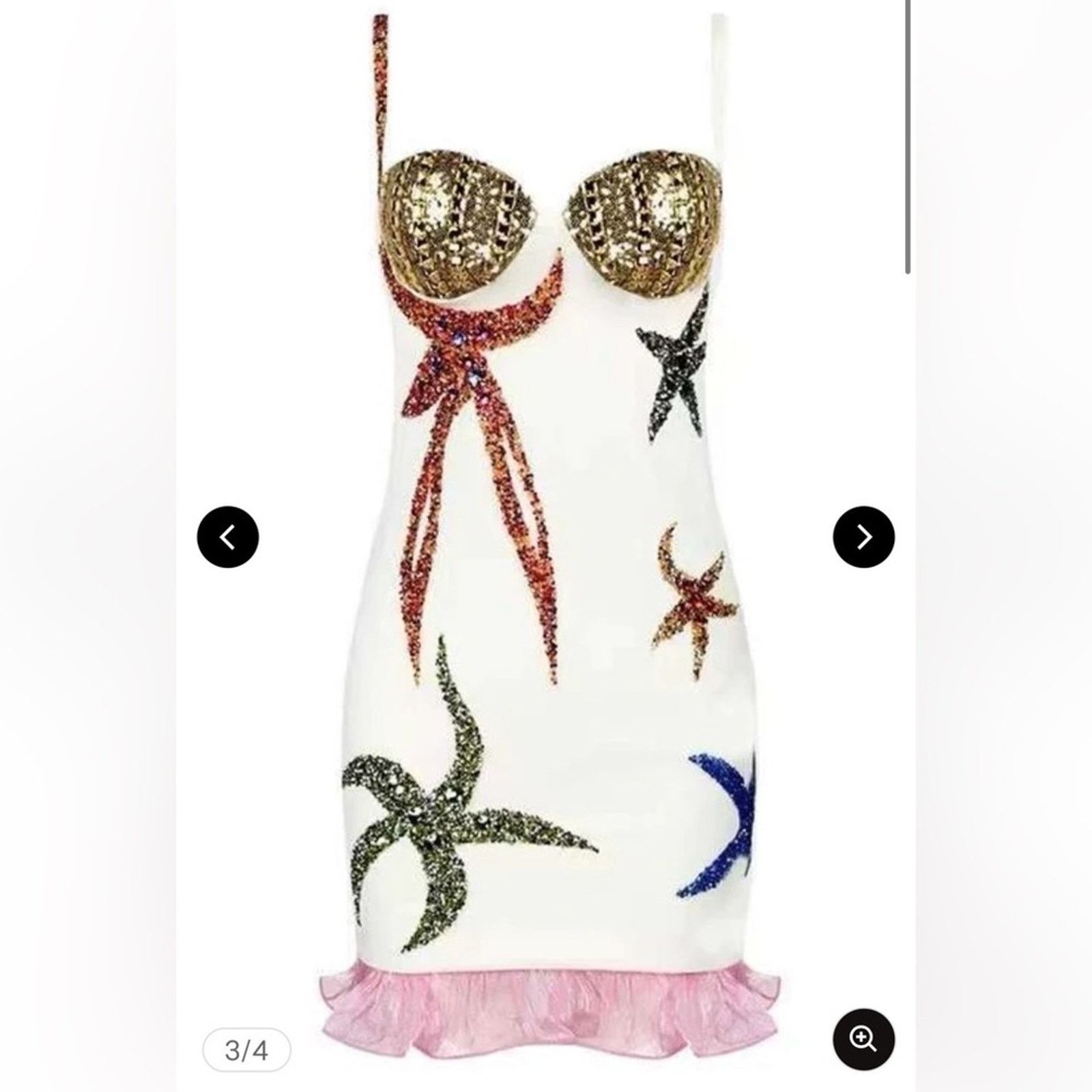 Other White Silk Mini Dress with Colorful Sequin Starfish size S Size S / US 4 / IT 40 - 3 Thumbnail