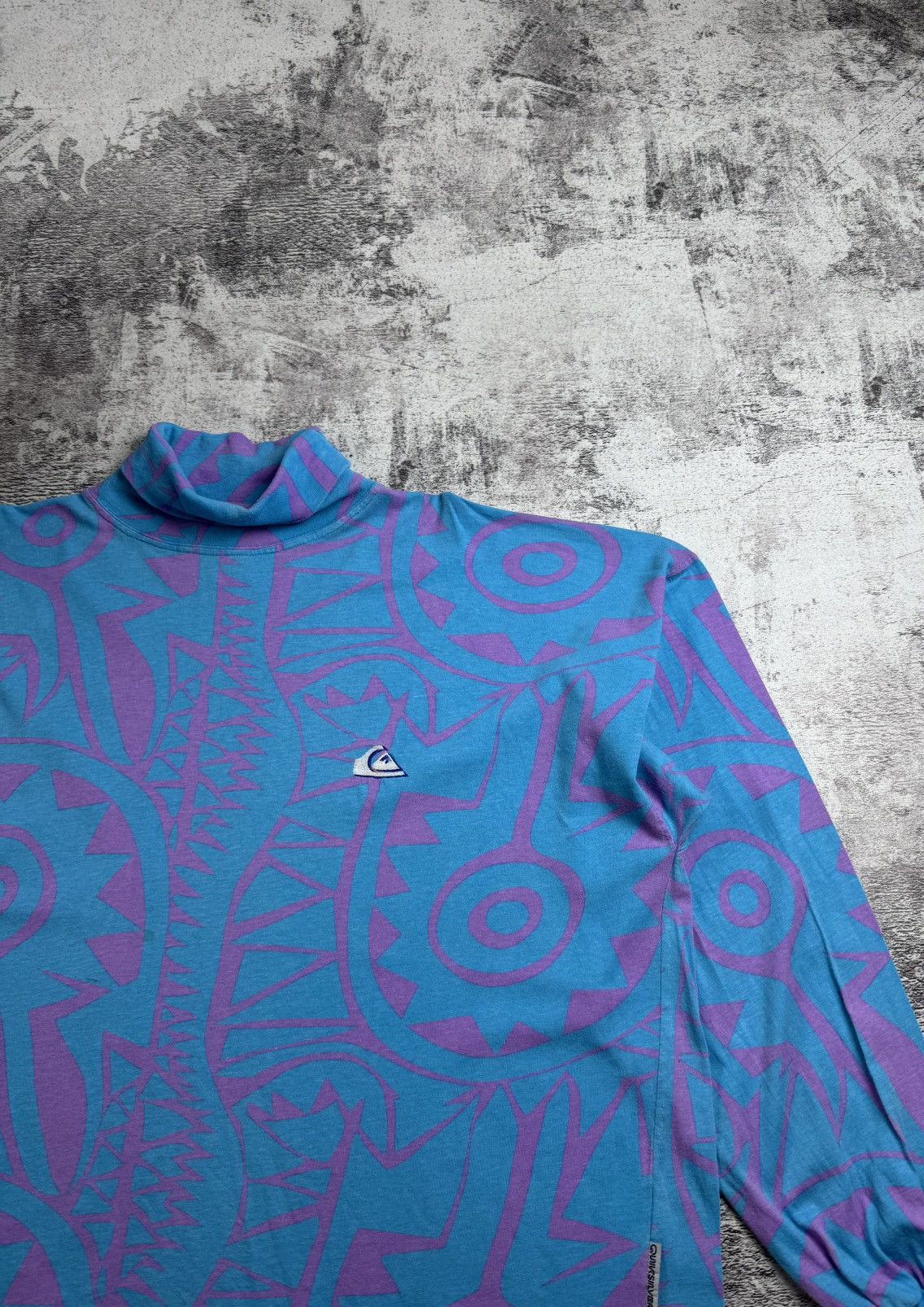 Quiksilver Quicksilver 80s Vintage USA Monogram Surf Blue Turtleneck Pullover Sweatshirt Size US L / EU 52-54 / 3 - 6 Thumbnail