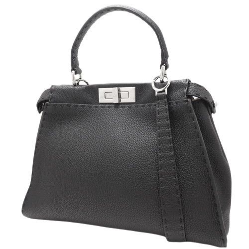 Fendi Handbag 2way Shoulder Bag Tote Crossbody Leather Black