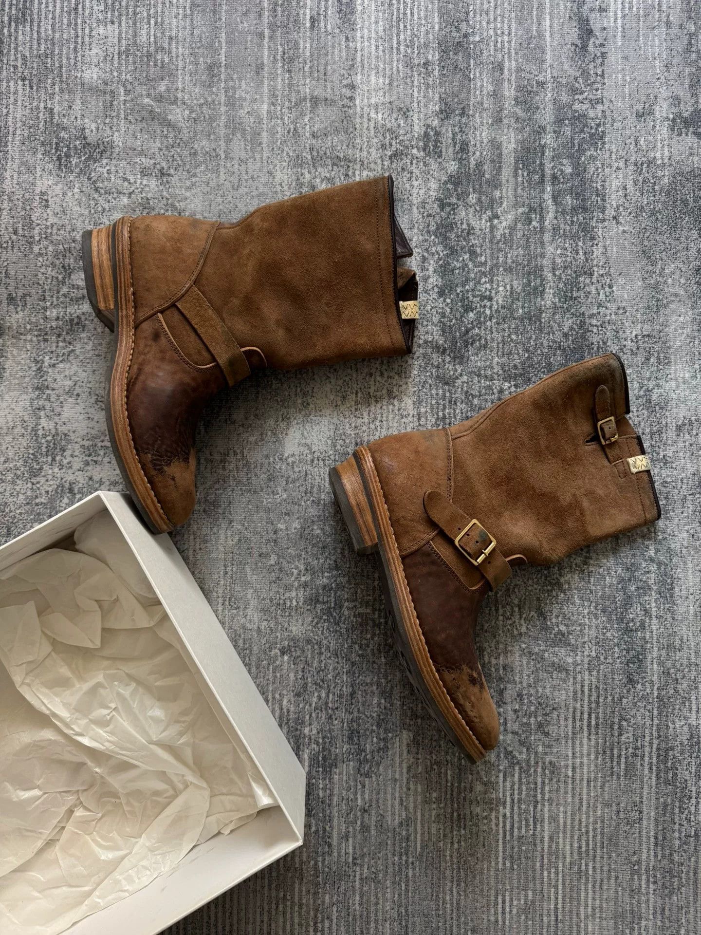 visvim boots in special folk design