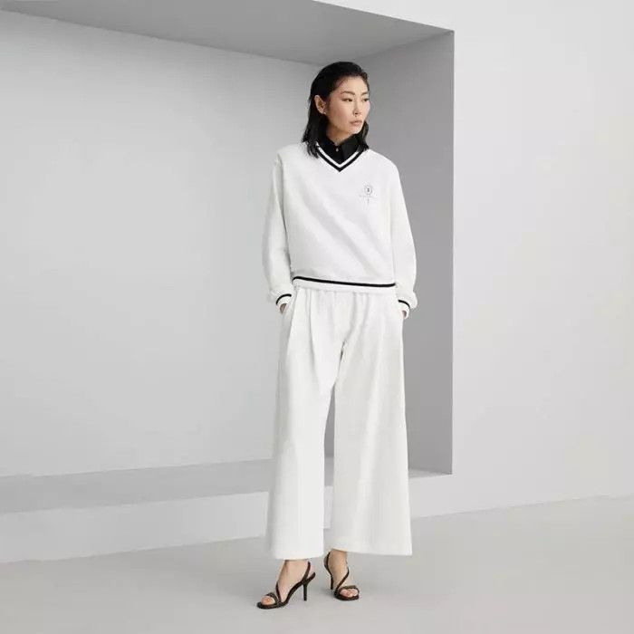 Brunello Cucinelli o1la1rc1a0425 Lady Sport Pants in White Size 27" / US 4 / IT 40 - 3 Thumbnail