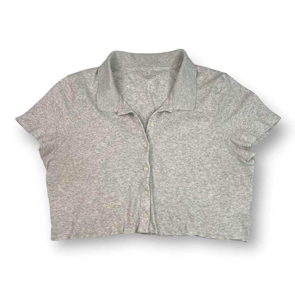 American Eagle Outfitters American Eagle Ribbed Front Button Cropped Top Size Extra Ex Size XXL / US 16-18 / IT 52-54 - 1 Thumbnail