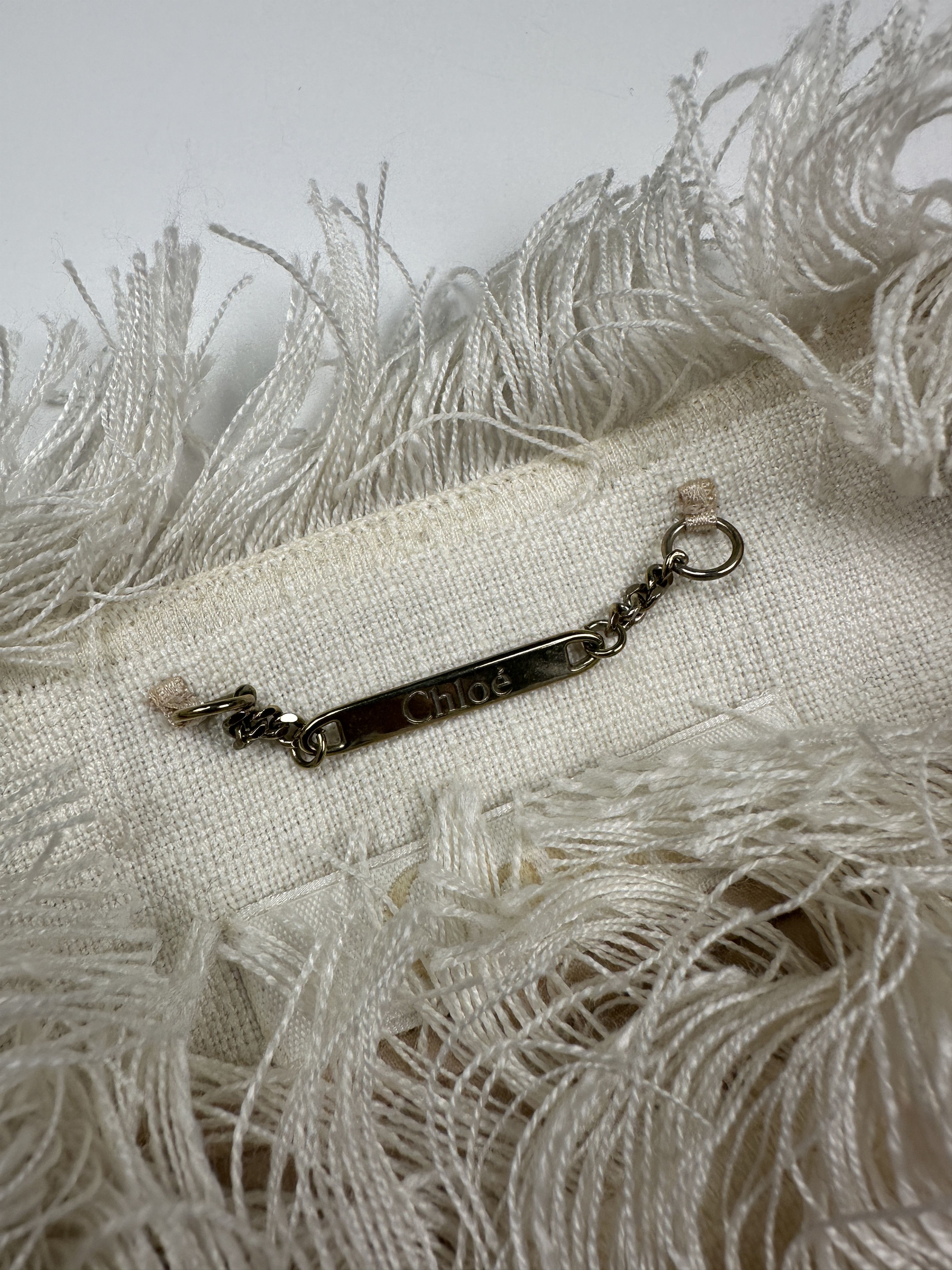 Chloe Chloe White Frayed Short Jacket Size XS / US 0-2 / IT 36-38 - 3 Thumbnail