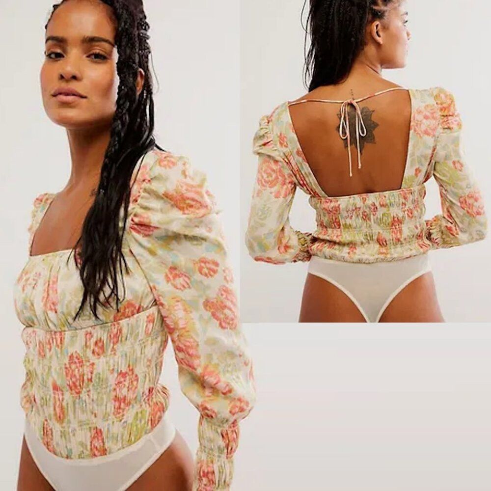 Free People NWT New $98 Free People Floral Wanderlust Bodysuit Size S Size S / US 4 / IT 40 - 1 Thumbnail