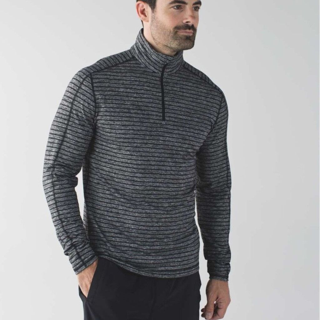 Lululemon Lululemon Surge Warm 1/2 Zip Raven Stripe Black Black 21.5 Size US L / EU 52-54 / 3 - 1 Thumbnail