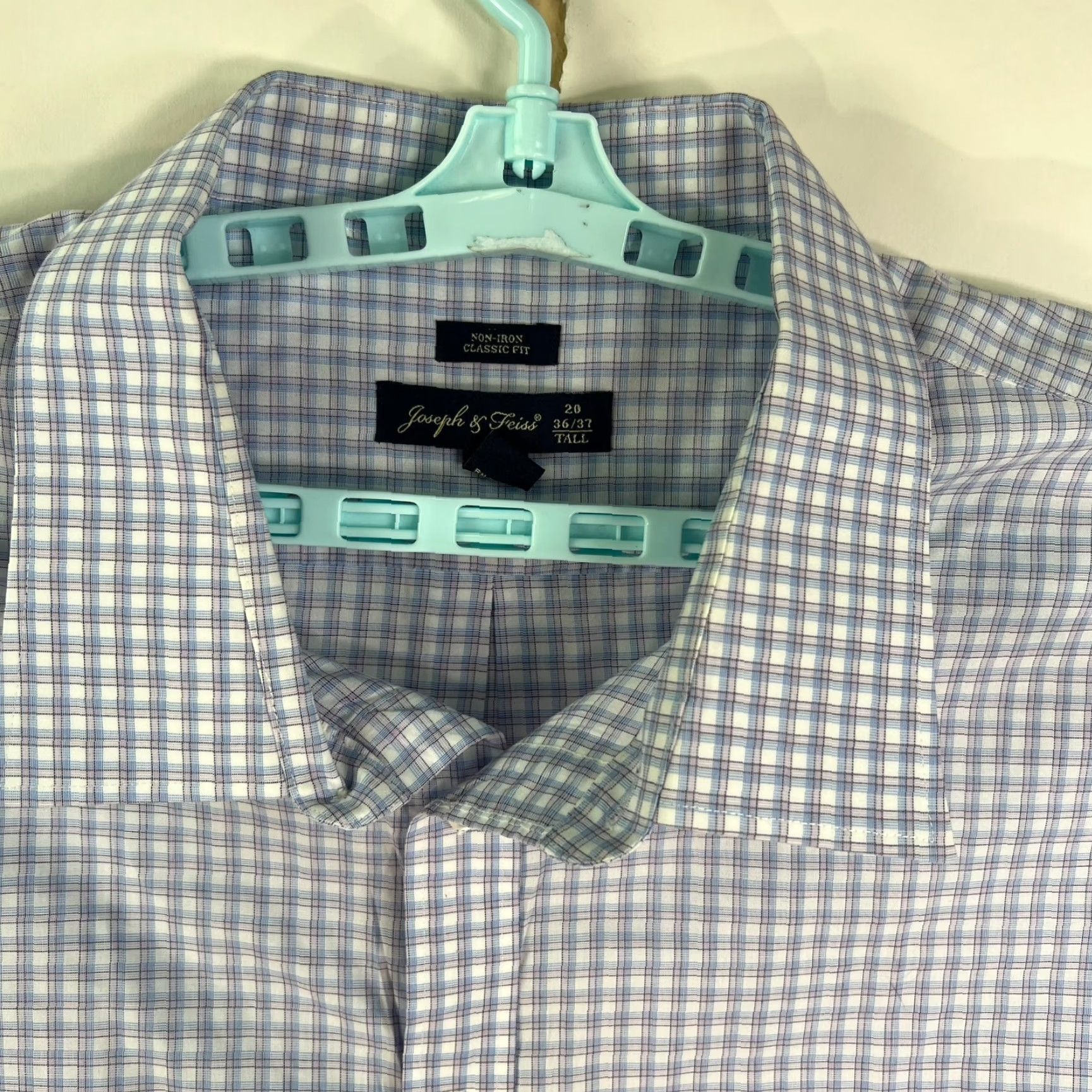 Joseph VINTAGE Joseph & Fess Button Up Plaid Shirt Mens 20 36/37 Tall Blue Gray Size US XXL / EU 58 / 5 - 3 Thumbnail
