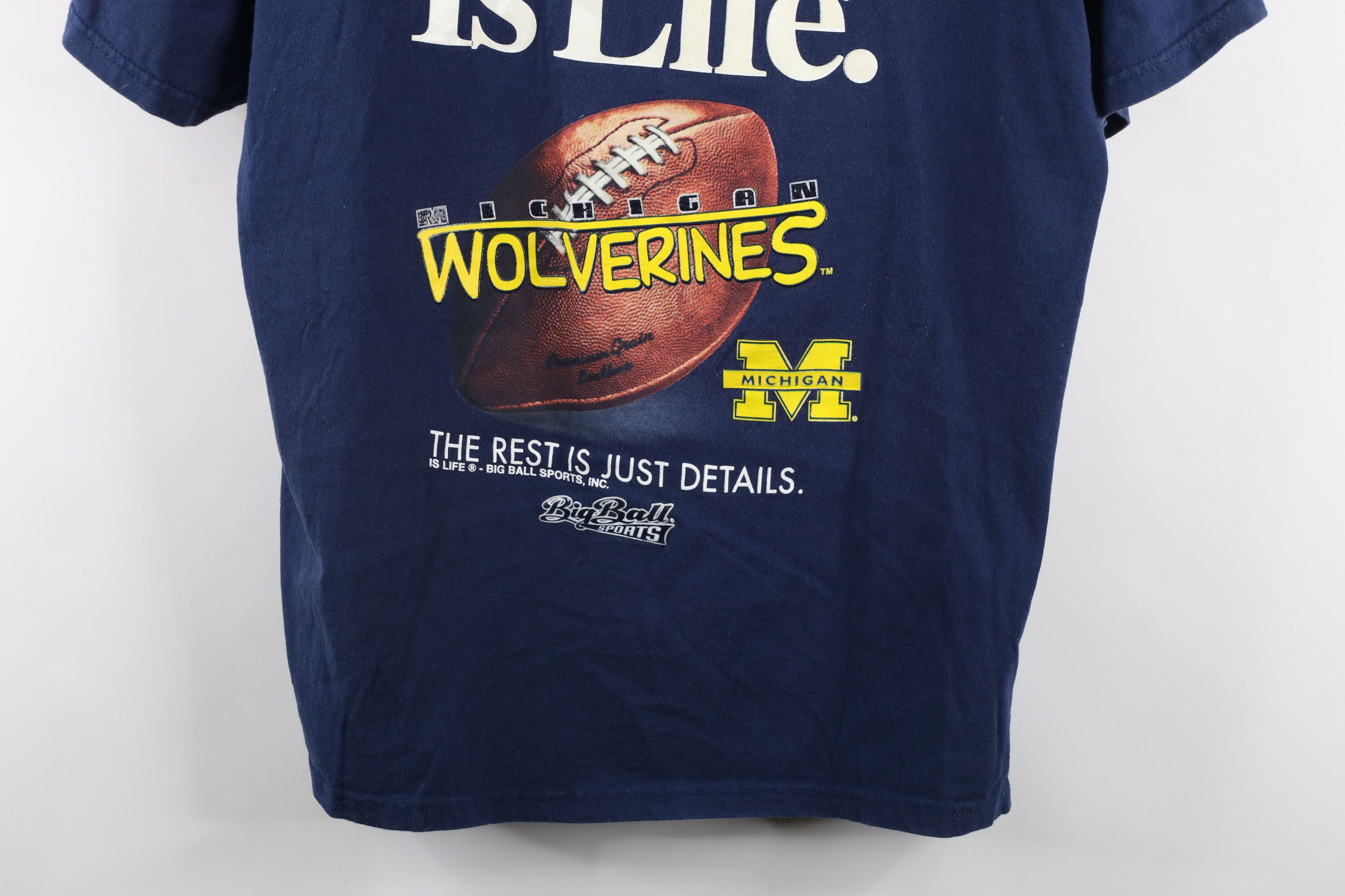 Vintage Vintage 90s Is Life University of Michigan Football T-Shirt Size US XL / EU 56 / 4 - 3 Thumbnail