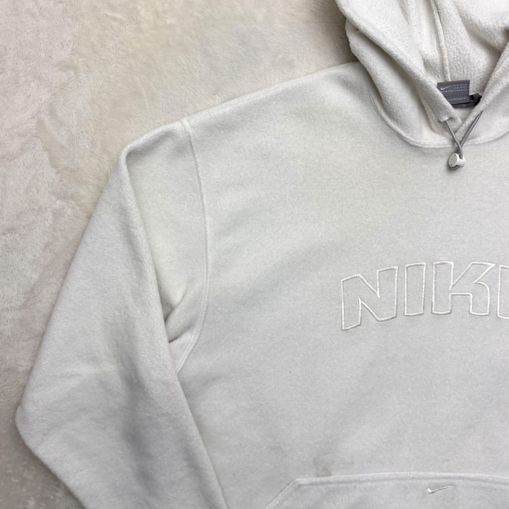 Nike Nike Hoodie Pullover Sweater Mens Large White Fleece Swoosh Logo Embroidered Pockets Long Sleeve Sports Knit Size US L / EU 52-54 / 3 - 5 Thumbnail