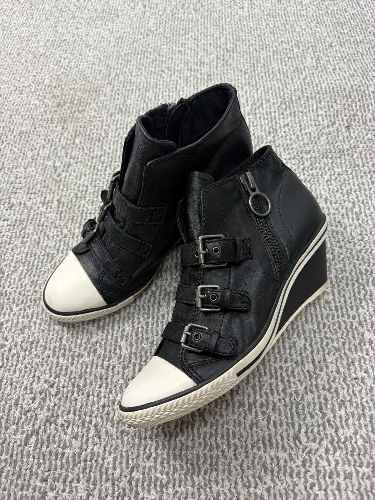 ASH Ash Wedge Genial Buckled Leather Size 40 Size US 10 / IT 40 - 1 Thumbnail