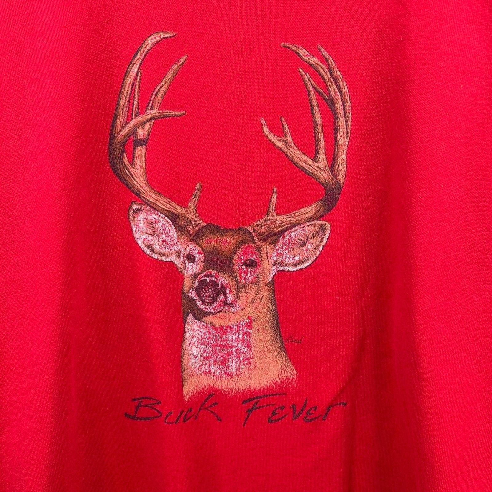 Fruit Of The Loom Vintage 90’s Red Buck Hunting Nature Crewneck Size X-Large Size US XL / EU 56 / 4 - 3 Thumbnail
