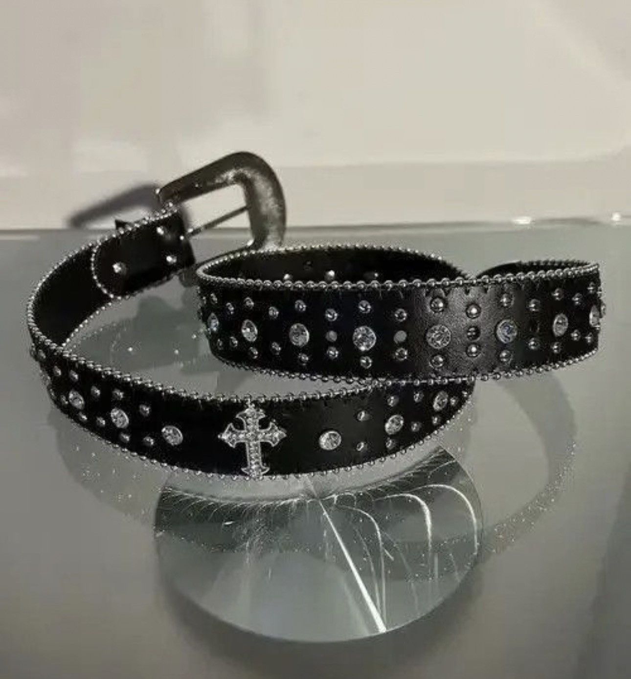 Japanese Brand Y2K Cross Rhinestone Belt Size ONE SIZE - 1 Thumbnail