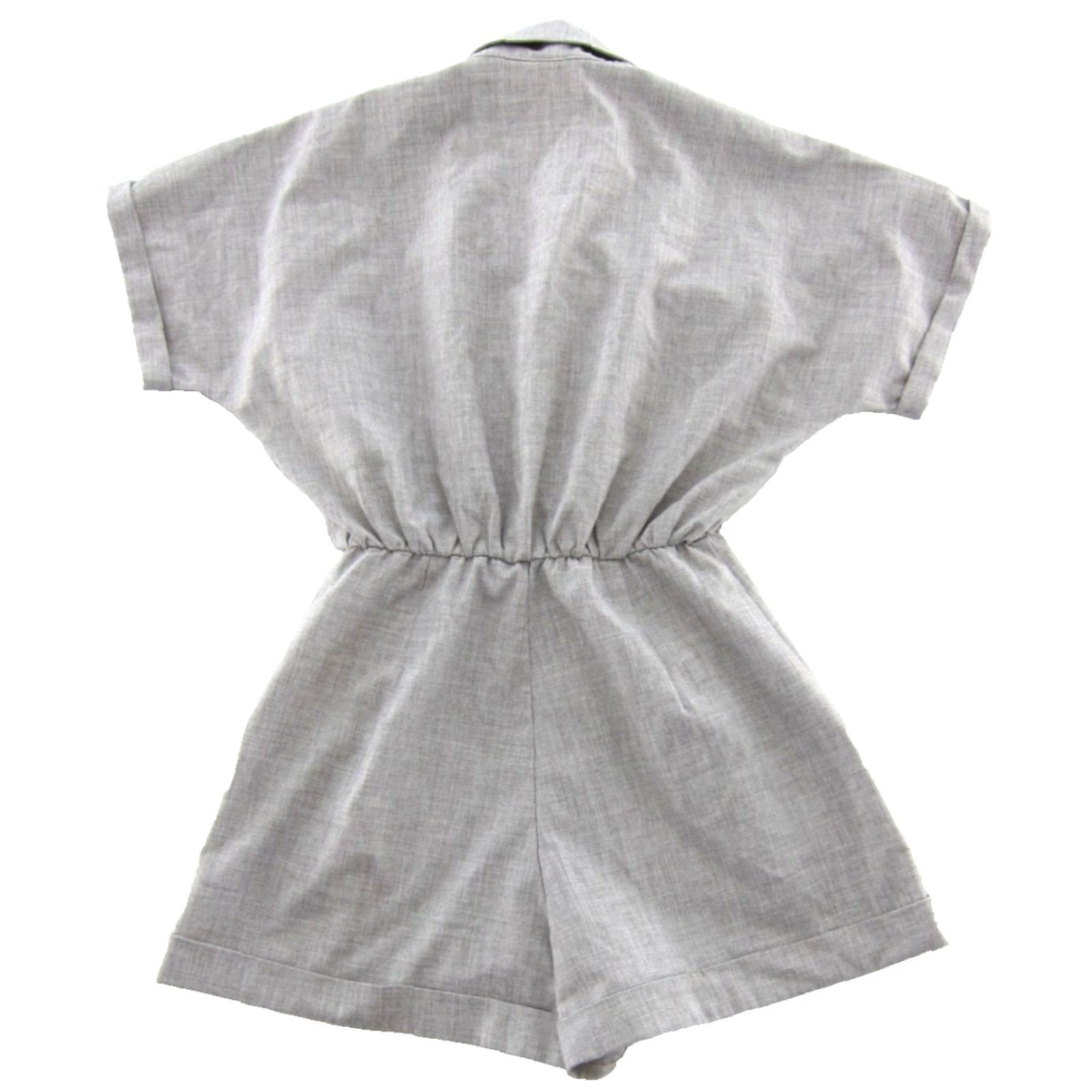 Vintage C'est Parti Grey Collared Pocket Relaxed Lagenlook Romper Shorts Women S Size S / US 4 / IT 40 - 2 Thumbnail