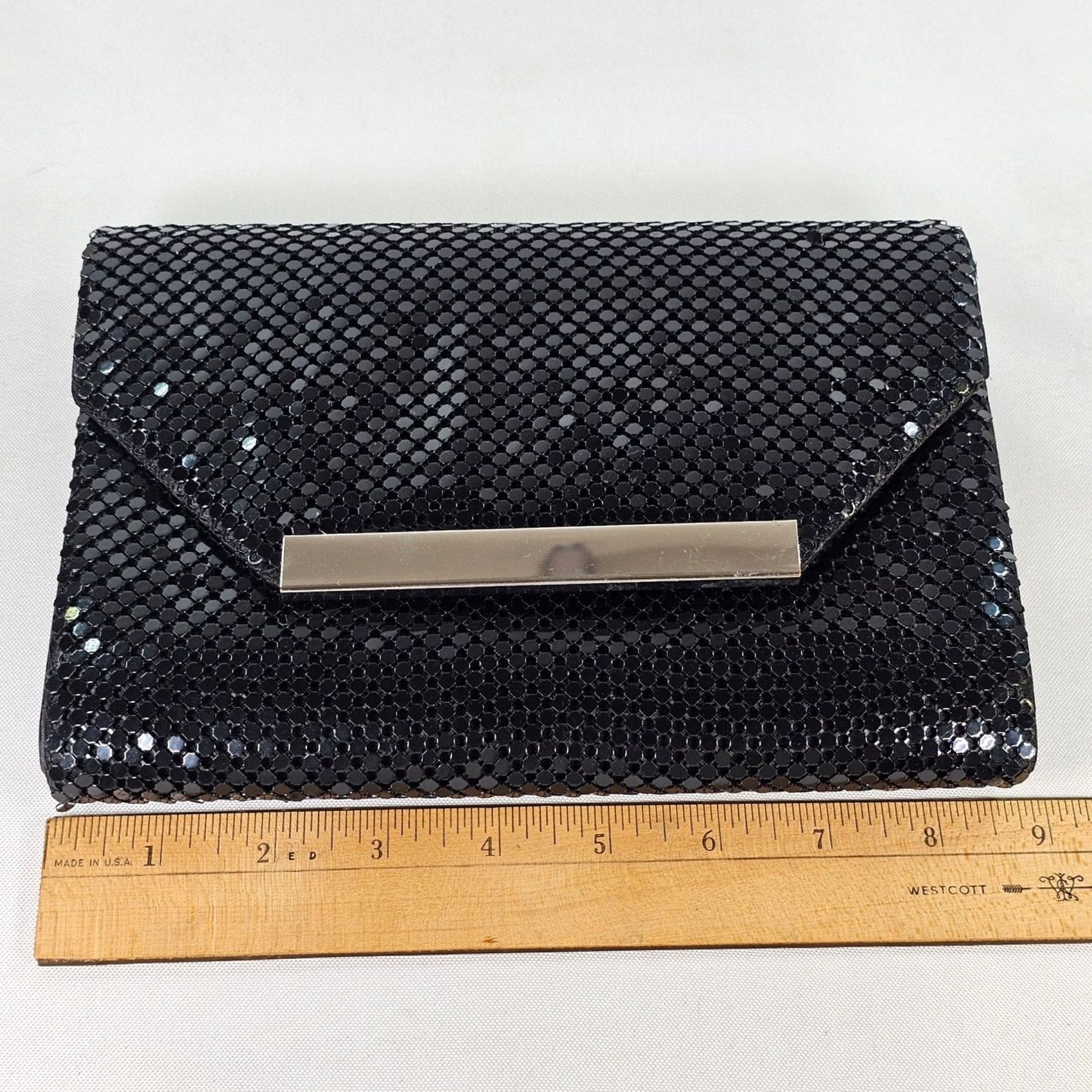 Aldo Aldo Black Mesh Evening Clutch Bag with Chain Strap Silver Accent - Small, Silver Hardware, 9in Wide, 6in High, Formal Party Wedding, Women, Clutch Size ONE SIZE - 4 Thumbnail