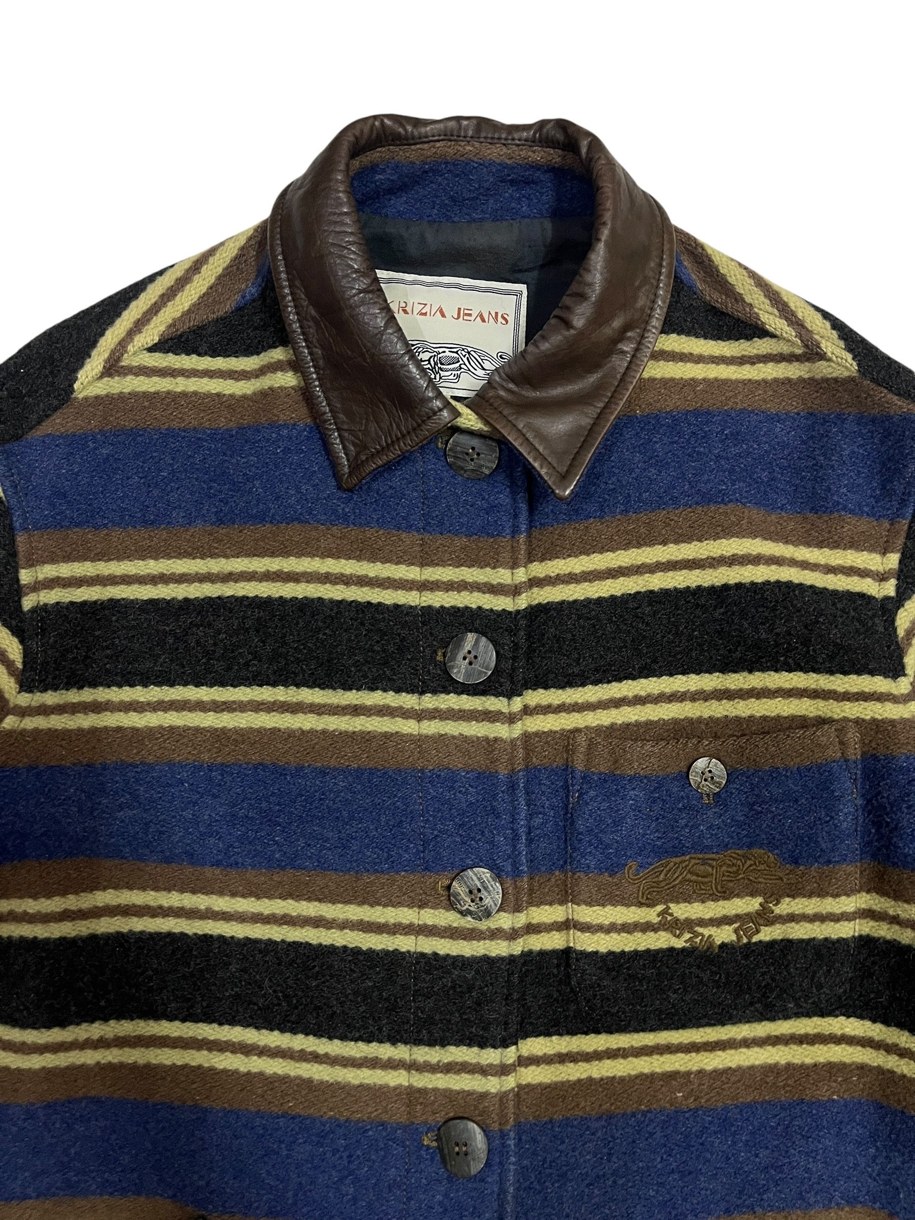 Krizia Uomo Krizia Jeans Made in Italy Wool Jacket Leather Collar Size US L / EU 52-54 / 3 - 3 Thumbnail