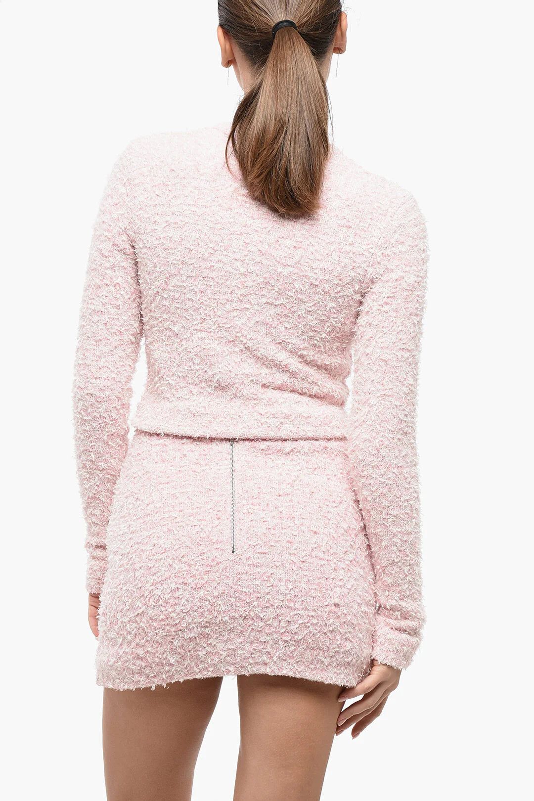 Balenciaga og1mm0326 Tweed & Lurex Cropped Cardigan in Pink Size M / US 6-8 / IT 42-44 - 2 Thumbnail