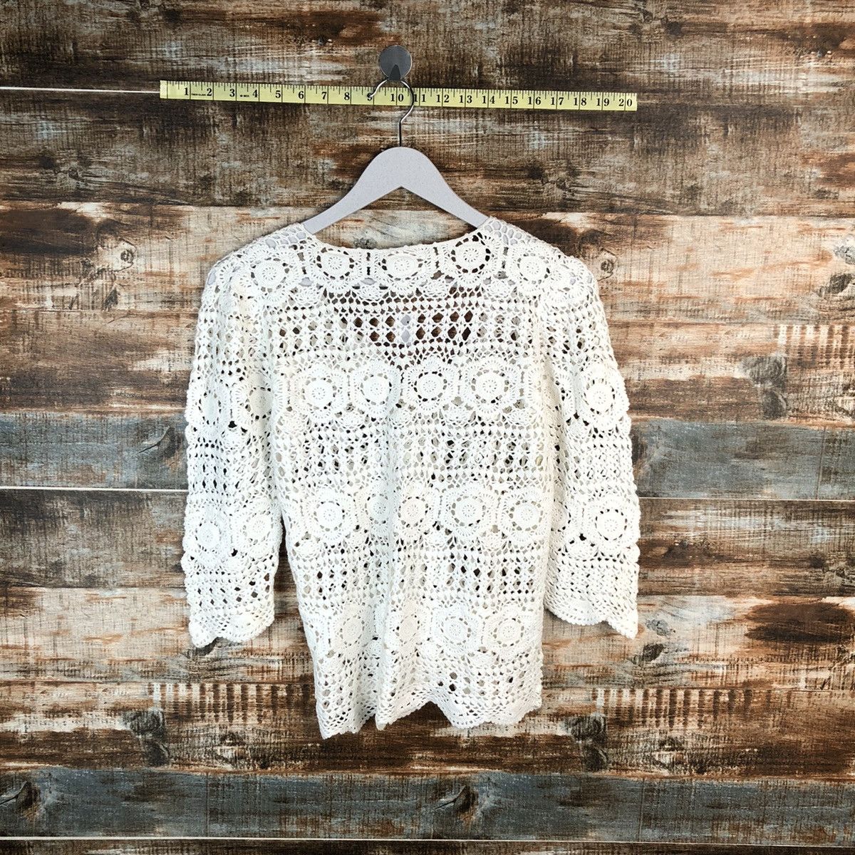 Laura Ashley Laura Ashley White crochet mesh net Cardigan Knitwear #A1483 Size S / US 4 / IT 40 - 11 Thumbnail