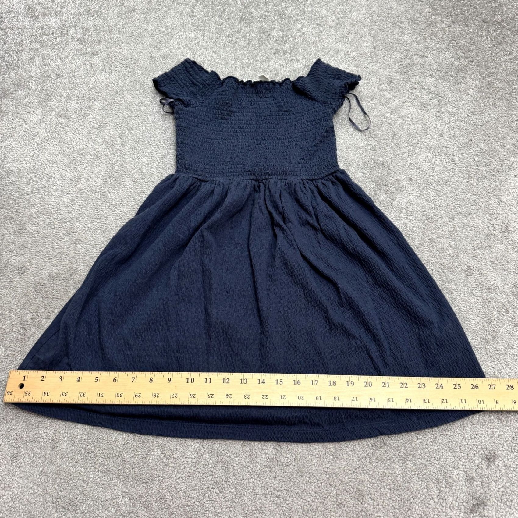 Vintage Roxy Off the Shoulder Smocked A-Line Mini Dress Womens XS Navy Blue Stretch Casual Size XS / US 0-2 / IT 36-38 - 7 Thumbnail