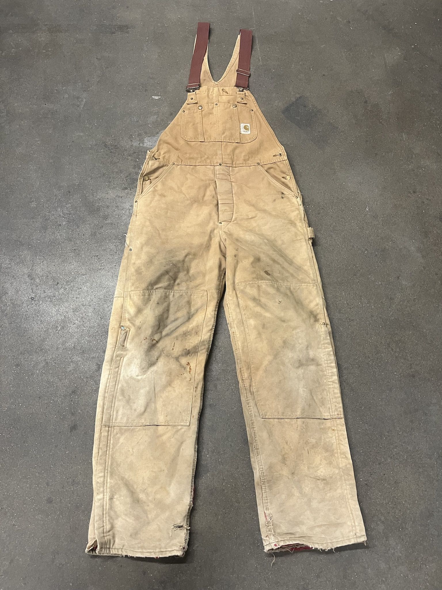 Carhartt × Vintage Vintager 1990s Carhartt Quilted Distressed Canvas Overalls Size L Size US L / EU 52-54 / 3 - 1 Thumbnail