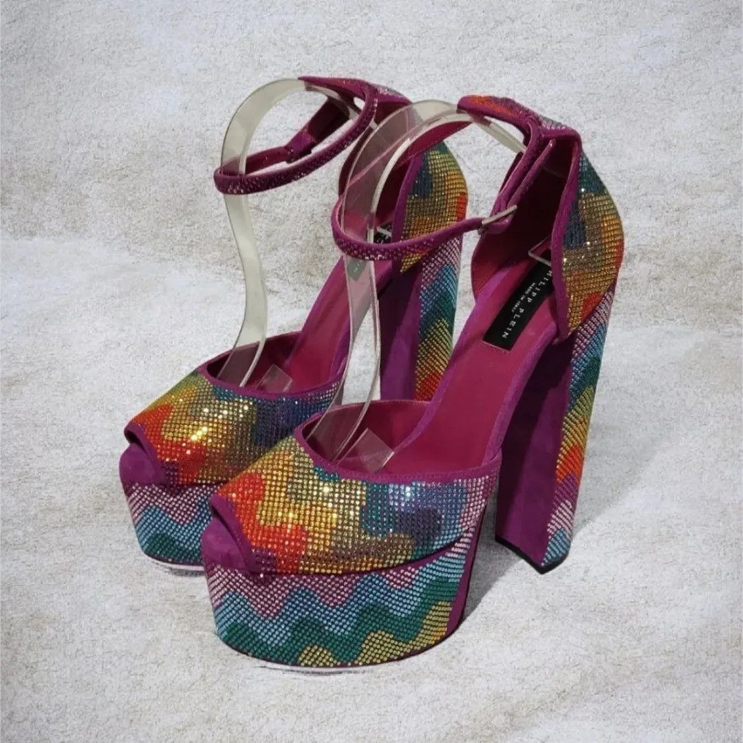Philipp Plein Philipp Plein 120mm Cryst-Embelished Waves Rainbow Platform Size US 9 / IT 39 - 1 Thumbnail