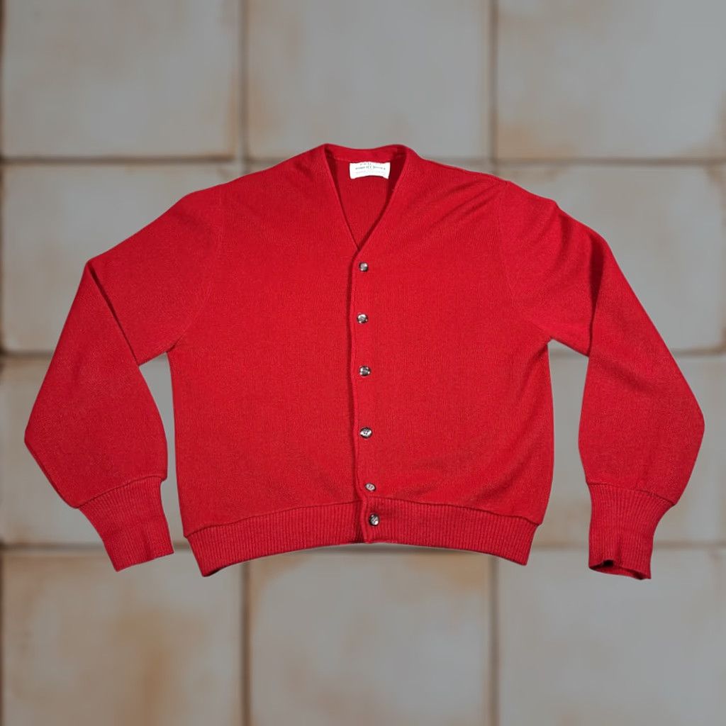 Vintage VINTAGE Robert Bruce Cardigan Sweater Adult MEDIUM Red Orlon Par 70 Golf 70s Mens Size US M / EU 48-50 / 2 - 1 Thumbnail