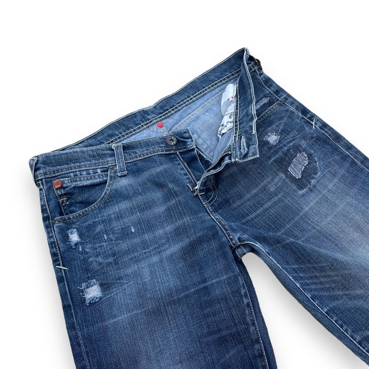 VINTAGE Y2K EVISU X PUMA DISTRESSED WASHED DENIM PANTS