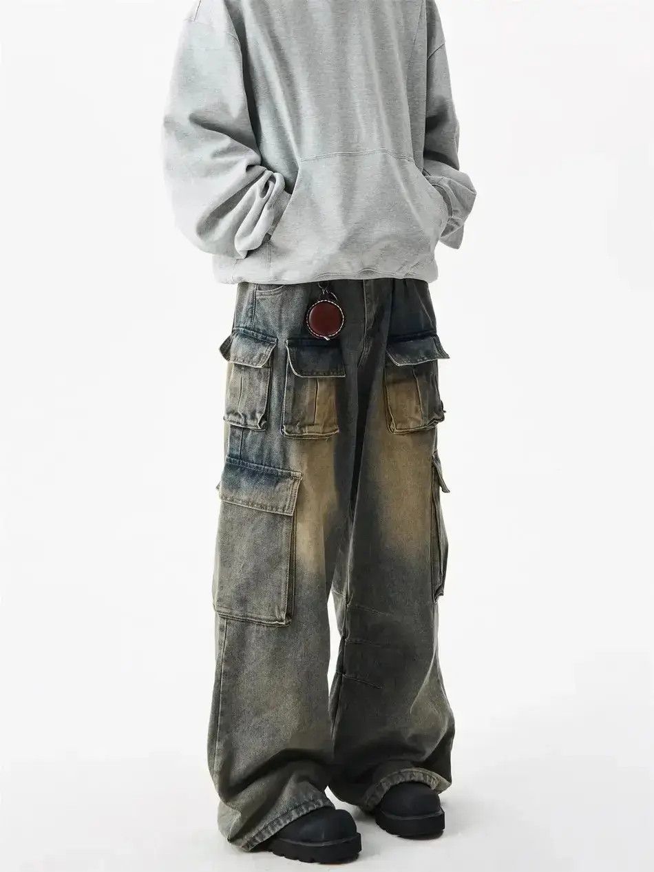 Japanese Brand Yellow mud dyed multi pocket workwear jeans Size US 32 / EU 48 - 4 Thumbnail