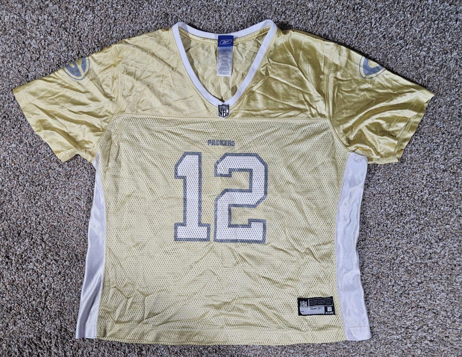Reebok Aaron Rodgers #12 NFL Reebok RBK Jersey Gold Women's 2XL Size XXL / US 16-18 / IT 52-54 - 1 Thumbnail