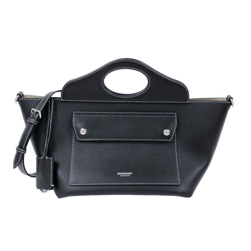 image of Burberry Small Soft Pocket Tote Black, Women's