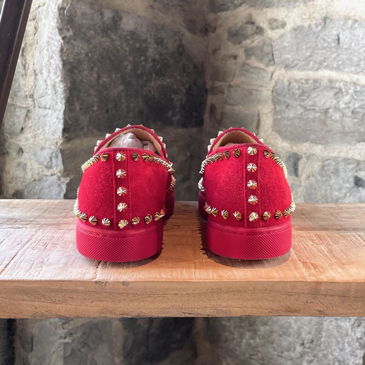 Christian Louboutin Christian Louboutin Red Suede Pik Boat Slip On Sneakers Size US 6 / IT 36 - 4 Thumbnail