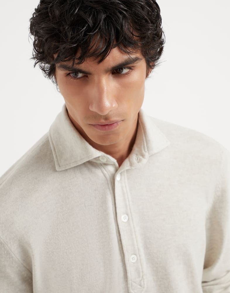 Brunello Cucinelli o1w1db10825 Cashmere Poloin Grey Size US XL / EU 56 / 4 - 2 Thumbnail