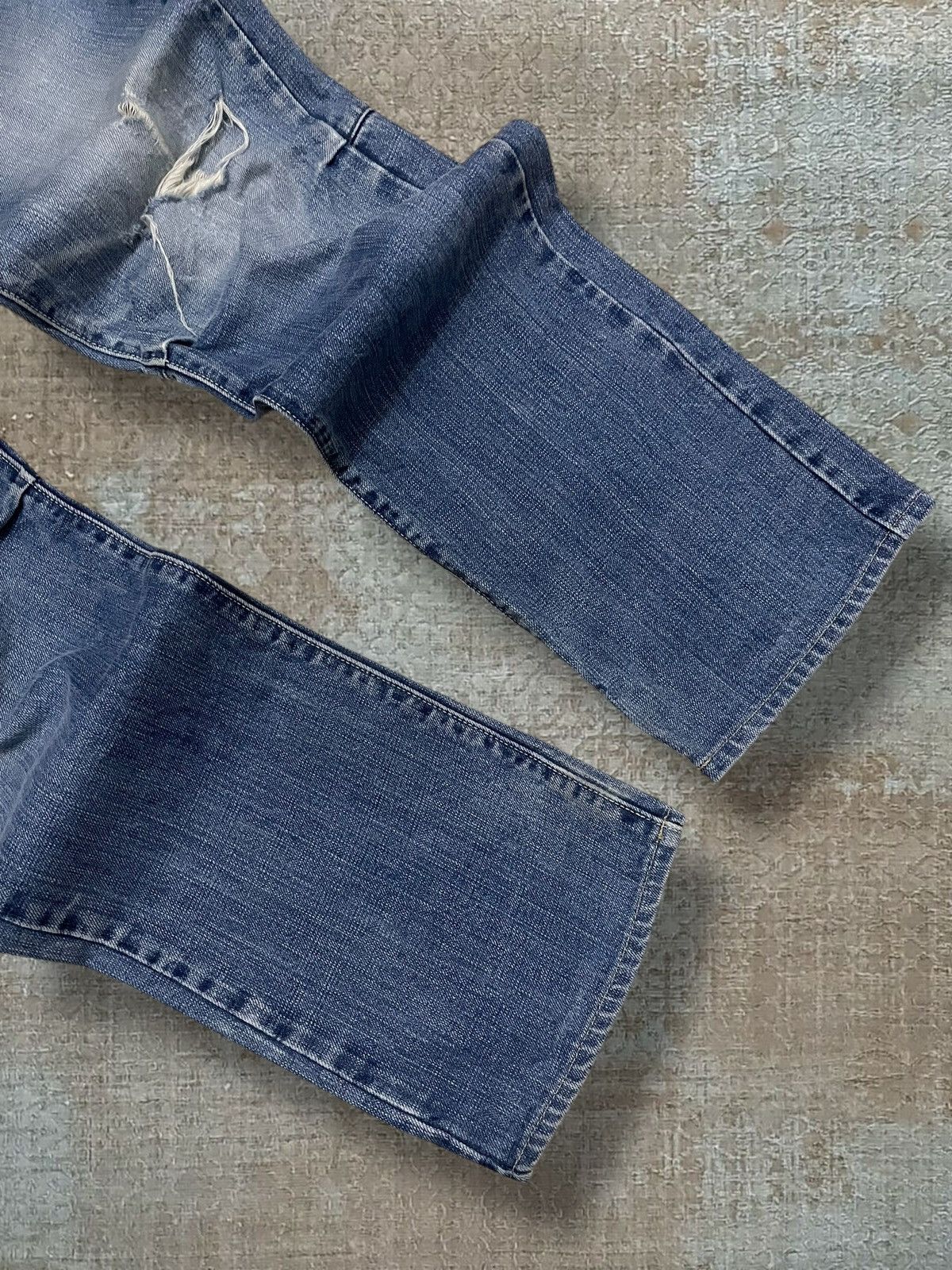 Japanese Brand Vintage 1990s Designer Jappan Studio Ecru Distressed Denim Size US 32 / EU 48 - 5 Thumbnail